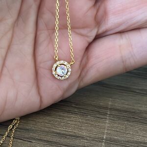 NWOT HALO CZ SOLITAIRE NECKLACE - gold plated
